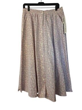 VTG Monterey Canyon Blue Pink Floral Midi Skirt Button Down Plus Size 16